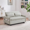 Convertible Sofa Bed Loveseat with Adjustable Backrest, Storage Pockets, and 2 Soft Pillows