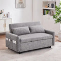 Convertible Sofa Bed Loveseat with Adjustable Backrest, Storage Pockets, and 2 Soft Pillows