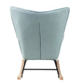 Mid-Century Patchwork Linen Rocking Chair with Wooden Legs