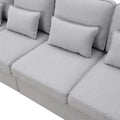 Merax 104 Modern 4-Seater Linen Sofa with Armrest Pockets and 4 Pillows - Minimalist Design