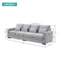 Merax 104 Modern 4-Seater Linen Sofa with Armrest Pockets and 4 Pillows - Minimalist Design