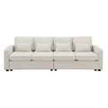 Merax 104 Modern 4-Seater Linen Sofa with Armrest Pockets and 4 Pillows - Minimalist Design
