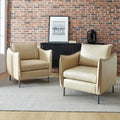 Set of 2 Jaime Modern Vegan Leather Accent Chairs with Metal Legs by HULALA HOME