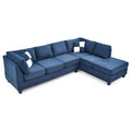 Malone 111-Inch Suede 4-Seater Sectional Sofa with Two Throw Pillows - Dimensions: 111L x 78W x 34H