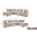 Malone 111-Inch Suede 4-Seater Sectional Sofa with Two Throw Pillows - Dimensions: 111L x 78W x 34H