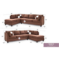 Malone 111-Inch Suede 4-Seater Sectional Sofa with Two Throw Pillows - Dimensions: 111L x 78W x 34H