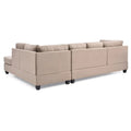 Malone 111-Inch Suede 4-Seater Sectional Sofa with Two Throw Pillows - Dimensions: 111L x 78W x 34H