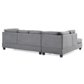 Malone 111-Inch Suede 4-Seater Sectional Sofa with Two Throw Pillows - Dimensions: 111L x 78W x 34H