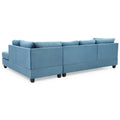 Malone 111-Inch Suede 4-Seater Sectional Sofa with Two Throw Pillows - Dimensions: 111L x 78W x 34H