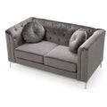 Velvet Button-Tufted Pompano Loveseat