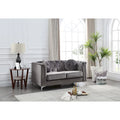 Velvet Button-Tufted Pompano Loveseat