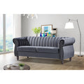 Charlot Velvet Chesterfield Sofa with Rolled Arms