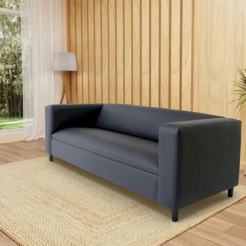 Mid-Century Modern 3-Seater Sofa by Coast to Coast Sofas - Upholstered Faux Leather with Solid Wood Frame