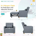AECOJOY 3-in-1 Convertible Sleeper Sofa Chair with Pillow and Adjustable Backrest