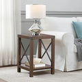 Ledel Rustic Farmhouse Accent End Table with Storage Shelf