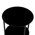Double-Layer Round Tempered Glass End Table/Coffee Table with Sturdy Iron Frame