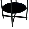 Double-Layer Round Tempered Glass End Table/Coffee Table with Sturdy Iron Frame