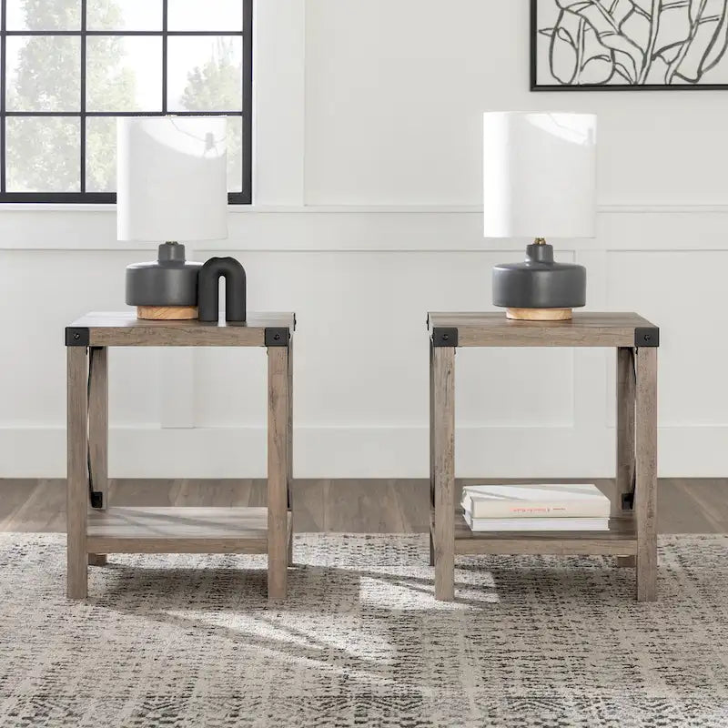Set of 2 Middlebrook Kujawa 18-Inch X-Side Accent Tables