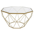 Malibu 22 Modern Octagonal Coffee Table with Tempered Glass Top and Durable Metal Geometric Base for Living Room or Office