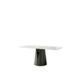 Contemporary Rectangular Dining Table with Elegant White Slate Surface