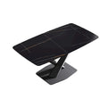 63-Inch Contemporary Dining Table with Slate Stone Surface and Metal Legs, Marble Finish