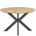 Ravenna 47" Modern Round Wood Dining Table with X-Cross Metal Base for Kitchen and Dining Room