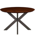 Ravenna 47" Modern Round Wood Dining Table with X-Cross Metal Base for Kitchen and Dining Room