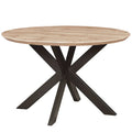 Ravenna 47" Modern Round Wood Dining Table with X-Cross Metal Base for Kitchen and Dining Room