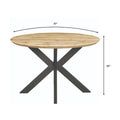 Ravenna 47" Modern Round Wood Dining Table with X-Cross Metal Base for Kitchen and Dining Room