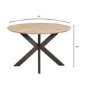 Ravenna 47" Modern Round Wood Dining Table with X-Cross Metal Base for Kitchen and Dining Room