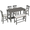 Nestfair 6-Piece Counter Height Dining Set with Chairs and Bench