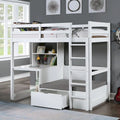 Furniture of America Wegh Twin Loft Bed with Workstation and Concealed Storage - Solid Wood
