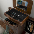 Serena Walnut Jewelry Armoire with Mirrored Finish