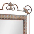 Set of 2 Bronze Metal Leaf Console Tables with Mirrors and Scrolled Legs - Roche River Decor - Dimensions: 1W x 23L x 32H