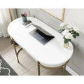 Leick Home Modern Oval Desk with Metal Legs