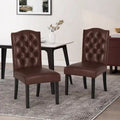 Set of 2 Harriet Modern Tufted Faux Leather Dining Chairs by Christopher Knight Home - Dimensions: 21.5" L x 25.75" W x 41.5" H