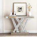 Contemporary Silver Console Table with Crushed Diamond Inlay for Entryway