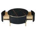 Merax Contemporary Round Coffee Table Featuring 2 Spacious Drawers