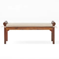 Christopher Knight Home Nelson Rustic Acacia Wood Bench with Cushion