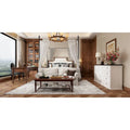 Stylish Brown and White Dresser with Generous Storage Space and Side Table