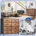 Moasis Rustic Wood-Style Bedroom Dresser with Metal Frame and Wooden Surface