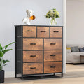 Moasis Rustic Wood-Style Bedroom Dresser with Metal Frame and Wooden Surface