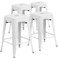 Set of 4 Backless Metal Counter Height Stools for Indoor-Outdoor Use - 24 Hours Square Seat