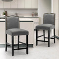 Set of 2 Counter Height Bar Stools with Back - 24-Inch Fabric Upholstered Design and Nailhead Trim