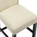 Set of 2 Counter Height Bar Stools with Back - 24-Inch Fabric Upholstered Design and Nailhead Trim