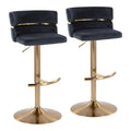 Set of 2 Silver Orchid Lena Adjustable Bar Stools with Rounded T Footrest