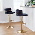 Set of 2 Silver Orchid Lena Adjustable Bar Stools with Rounded T Footrest