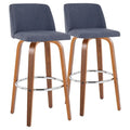 Set of 2 Carson Carrington Vallberga 30-Inch Fixed-Height Bar Stools with Walnut Wood Base