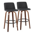 Set of 2 Carson Carrington Vallberga 30-Inch Fixed-Height Bar Stools with Walnut Wood Base