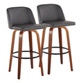 Set of 2 Carson Carrington Vallberga 30-Inch Fixed-Height Bar Stools with Walnut Wood Base